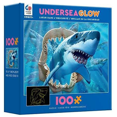 100 Piece Jigsaw - Undersea - Shark - Glow in the Dark-Yarrawonga Fun and Games