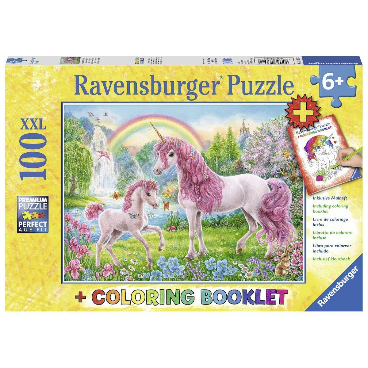 100 Piece Jigsaw and Colouring Book - Magical Unicorns-Yarrawonga Fun and Games