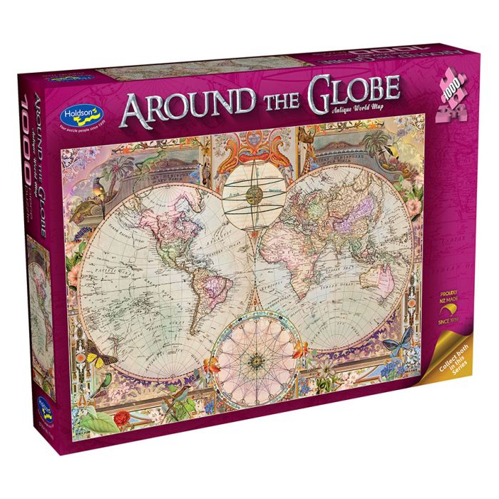 1000 Piece Jigsaw - Around the Globe - Antique World Map-Yarrawonga Fun and Games