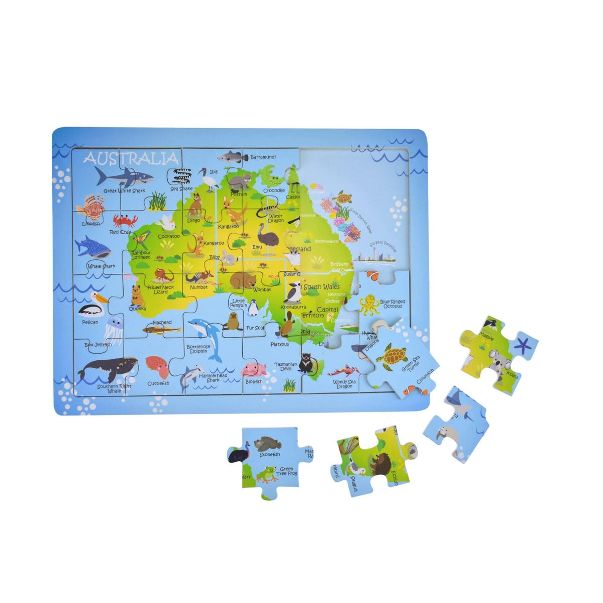 24 Piece Jigsaw Puzzle - 2 in 1 Map of Australia-Yarrawonga Fun and Games