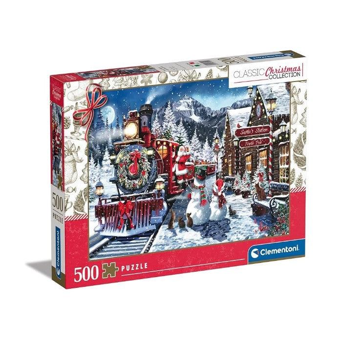 500 Piece Jigsaw - Train Station with Snowman