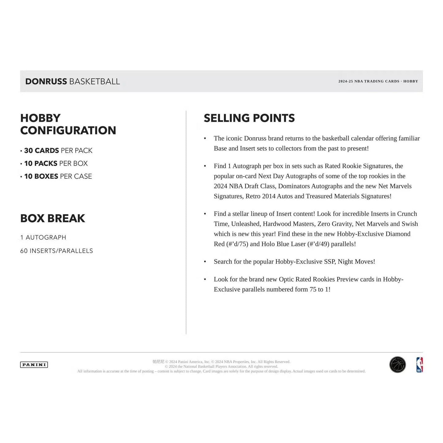 Panini Donus 24/25 Baskeyball Cards - Hobby Packet-Yarrawonga Fun and Games