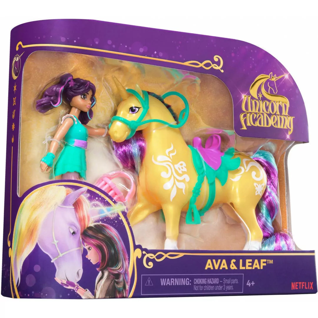 Unicorn Academy Small Doll and Unicorn-Ava and Leaf-Yarrawonga Fun and Games