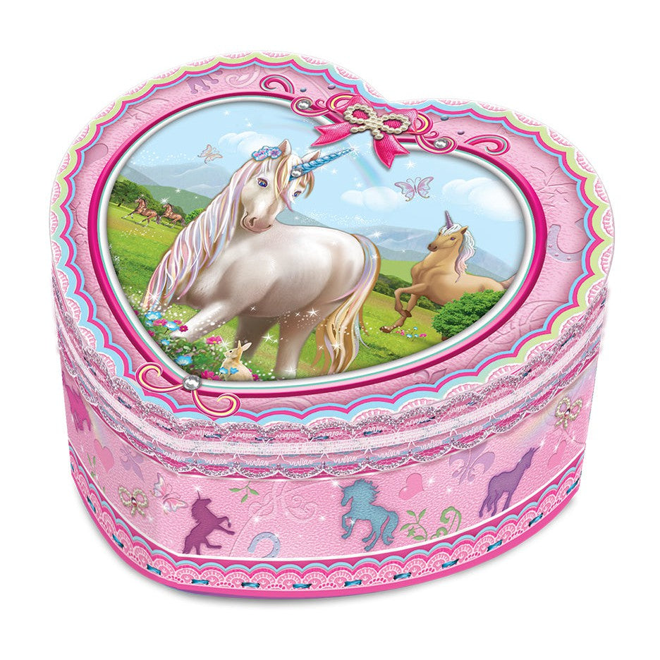 Unicorn Musical Heart Shaped Jewellery Box-Yarrawonga Fun and Games
