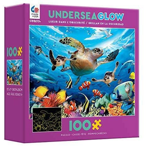 100 Piece Jigsaw - Undersea - Turtles - Glow in the Dark-Yarrawonga Fun and Games