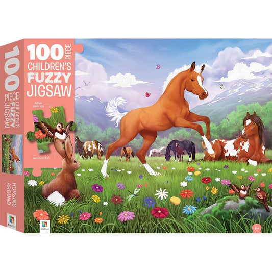 100 Piece Fuzzy Jigsaw - Horsing Around-Yarrawonga Fun and Games