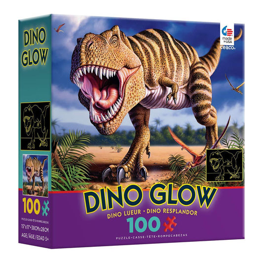 100 Piece Jigsaw - T-Rex - Glow in the Dark-Yarrawonga Fun and Games