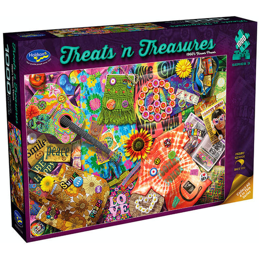 1000 Piece Jigsaw - Treats 'n Treasures - 1960's Flower Power-Yarrawonga Fun and Games