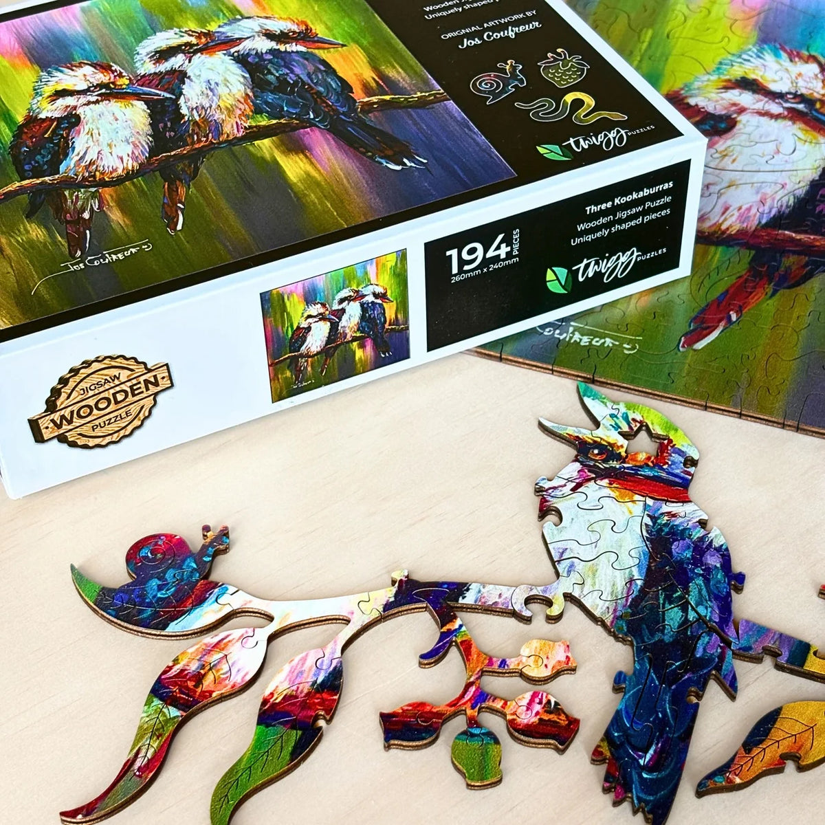 194 Piece Wooden Jigsaw - Kookaburra-Yarrawonga Fun and Games