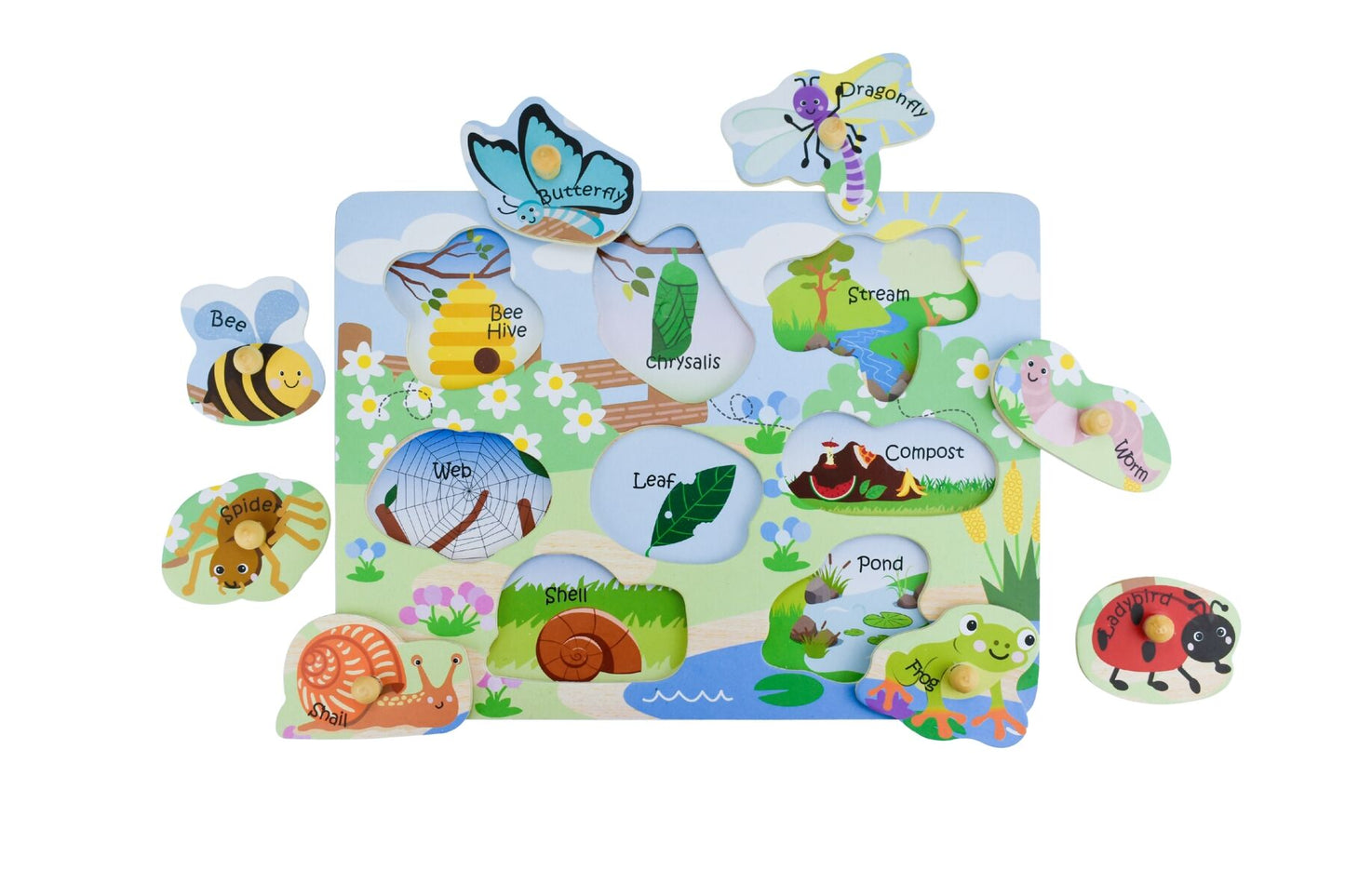 2 in 1 Wooden Insect Peg Puzzle