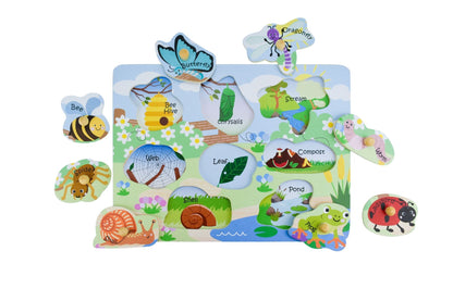 2 in 1 Wooden Insect Peg Puzzle