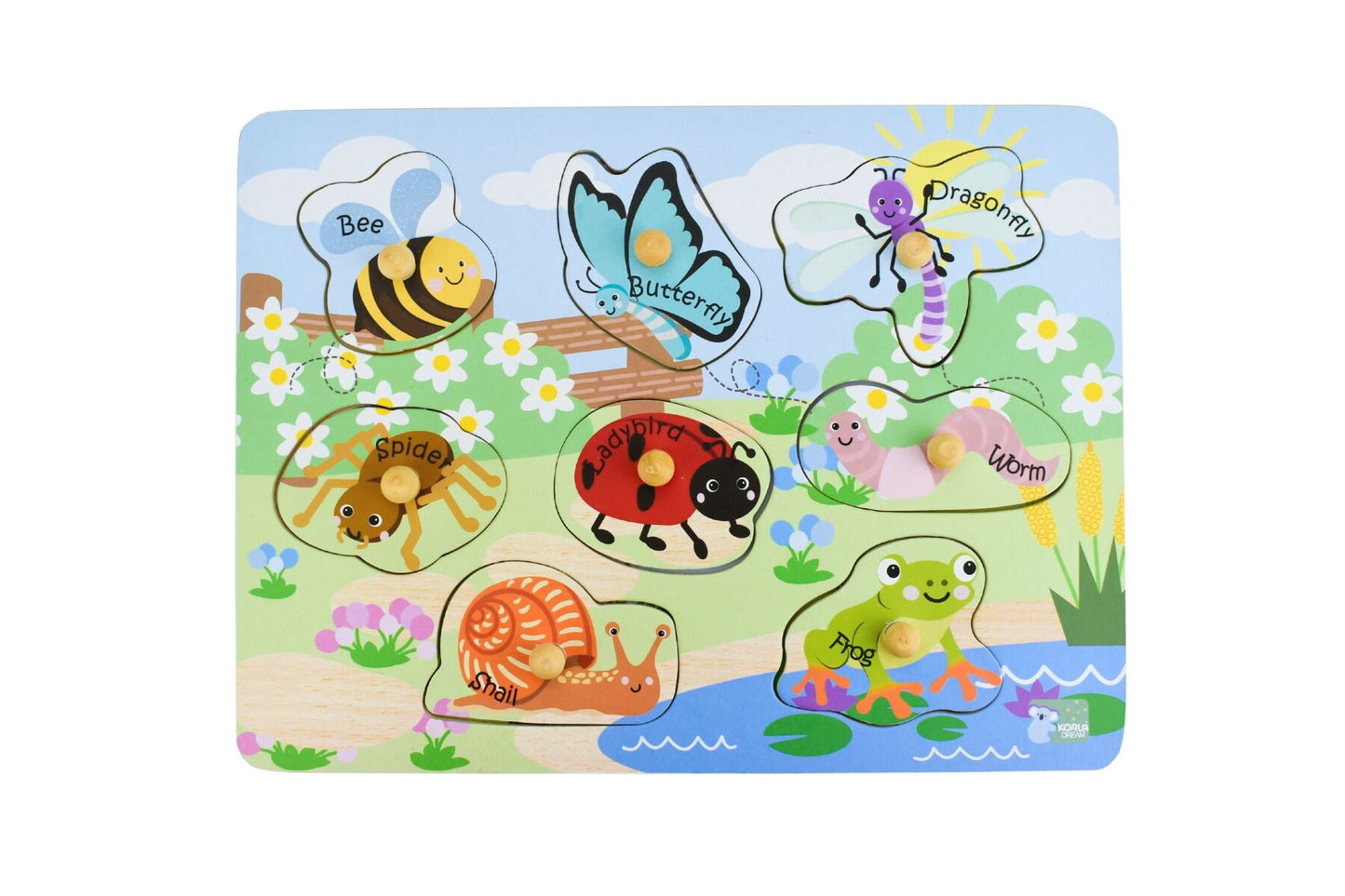 2 in 1 Wooden Insect Peg Puzzle