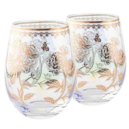 20 Year Roses Stemless Wine Glass Set-Yarrawonga Fun and Games