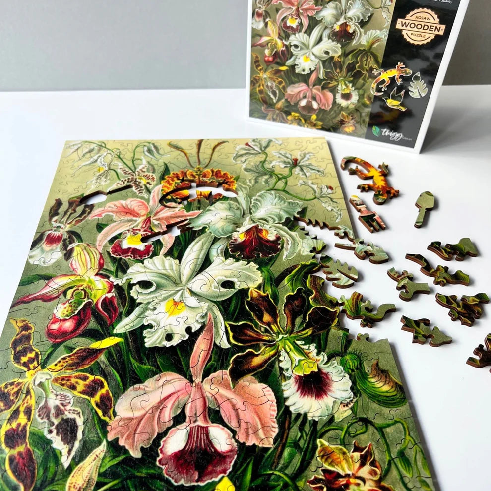 219 Piece Wooden Jigsaw - Ernst Haeckel Orchids-Yarrawonga Fun and Games