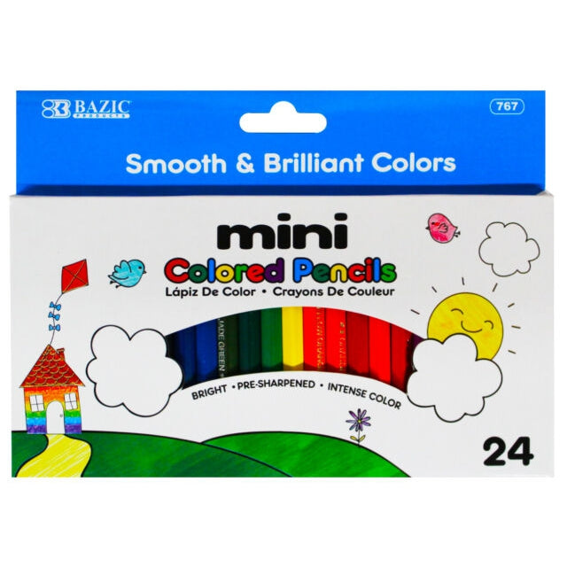 24 Mini Colouring Pencils-Yarrawonga Fun and Games