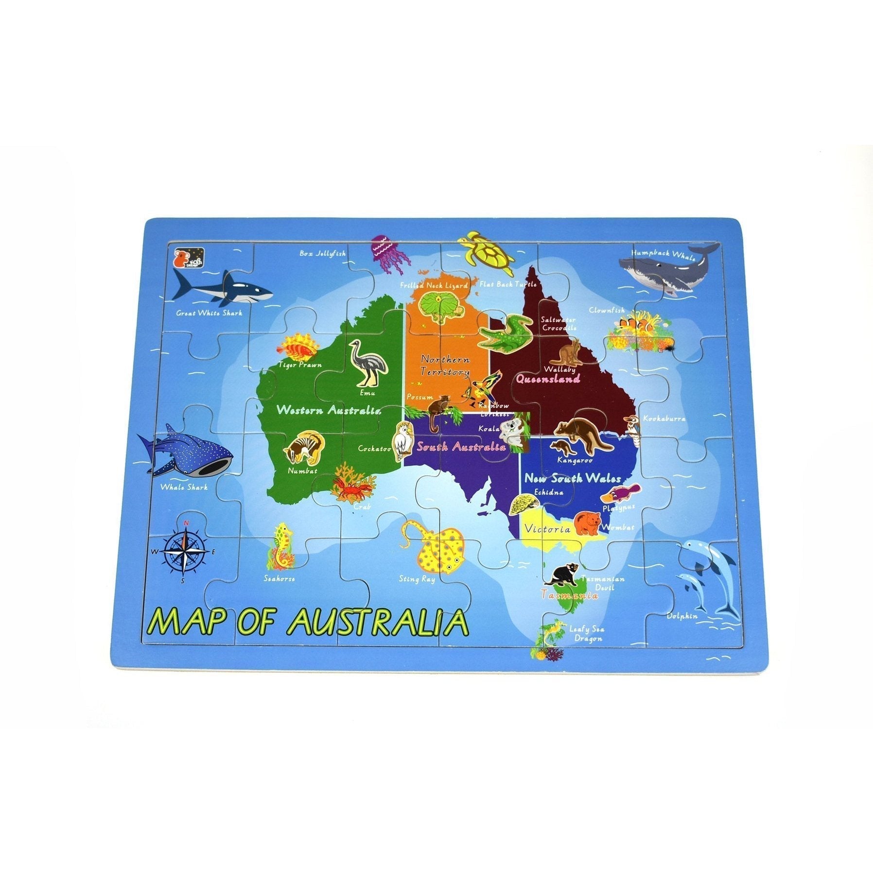 24 Piece Jigsaw Puzzle - 2 in 1 Map of Australia-Yarrawonga Fun and Games