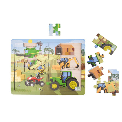 24 Piece Wooden Jigsaw - Farm Machinery-Yarrawonga Fun and Games