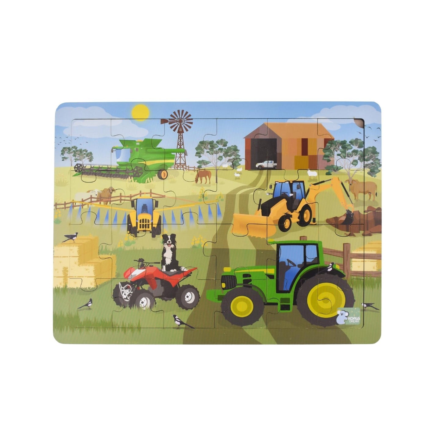 24 Piece Wooden Jigsaw - Farm Machinery-Yarrawonga Fun and Games