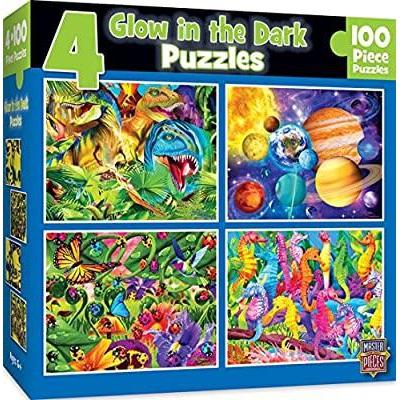 4 * 100 Piece Jigsaws - Glow in the Dark-Yarrawonga Fun and Games