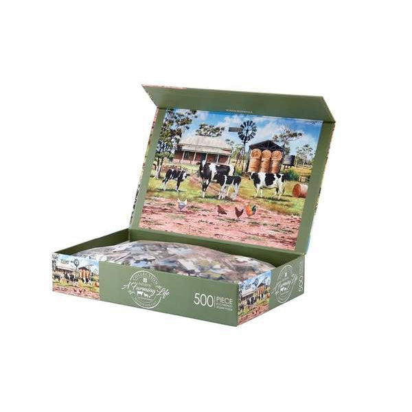 500 Piece Jigsaw - A farming Life Mother and Calf-Yarrawonga Fun and Games