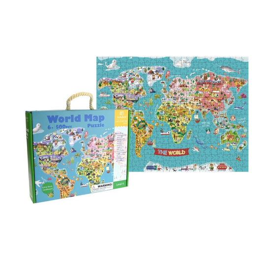 500 Piece Jigsaw - World Map-Yarrawonga Fun and Games