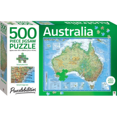 500 Piece Jigsaw - Map of Australia-Yarrawonga Fun and Games.