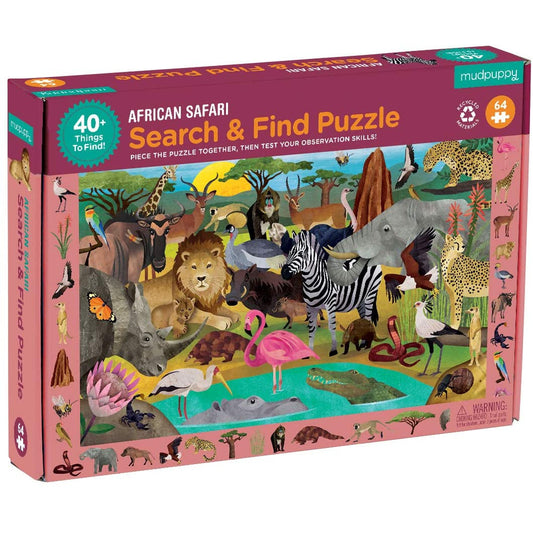 64 Piece Jigsaw - Search and Find Safari-Yarrawonga Fun and Games