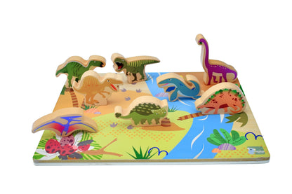 9 Piece Wooden Jigsaw - Dinosaurs