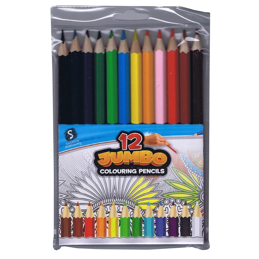 12 Jumbo Coloured Pencils-Yarrawonga Fun and Games