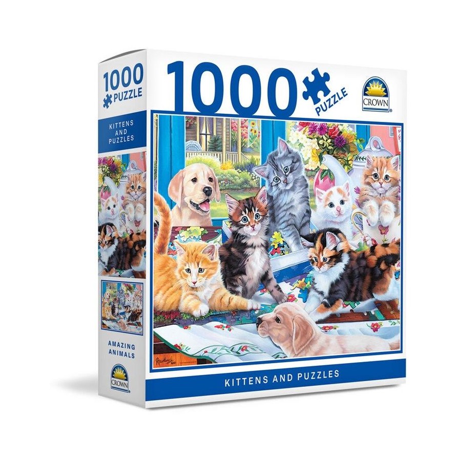 1000 Piece Jigsaw - Puppy and Kittens in the Art Studio-Yarrawonga Fun and Games