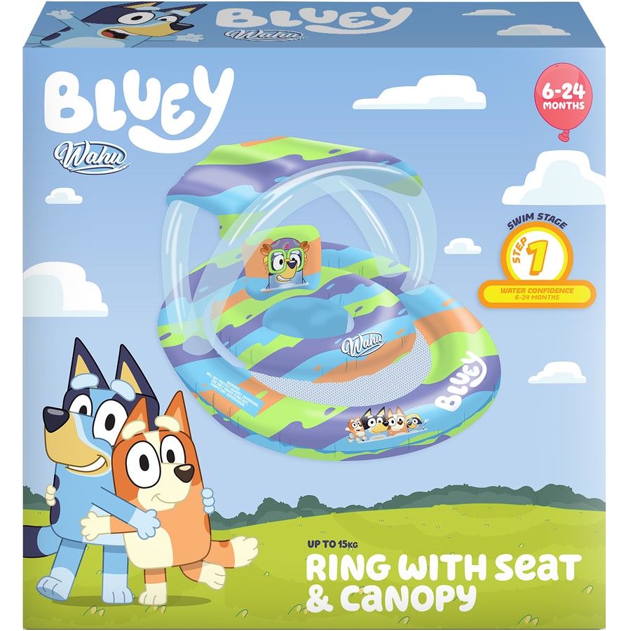 Bluey Swim Ring with Seat and Canopy-Yarrawonga Fun and Games