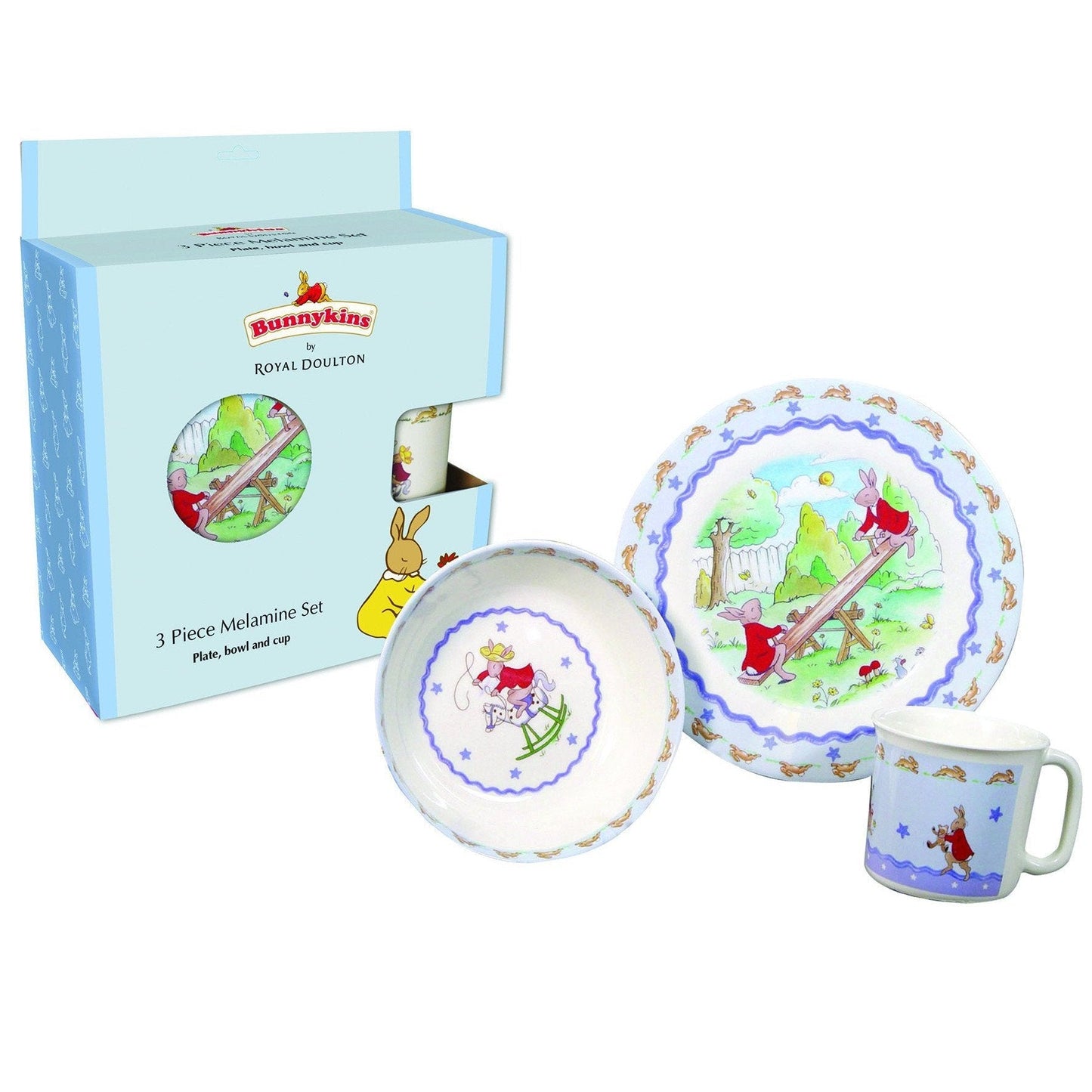 Bunnykins 3 Piece (Blue Box) Melamine Set-Yarrawonga Fun and Games