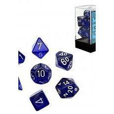 Chessex 7 Dice Sets-Translucent Blue/White-Yarrawonga Fun and Games