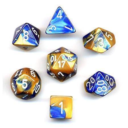 Chessex 7 Gemini Dice Sets-Blue-Gold/White-Yarrawonga Fun and Games