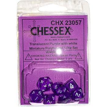 Chessex Mini Transparent 7 Dice Sets-Purple/White-Yarrawonga Fun and Games