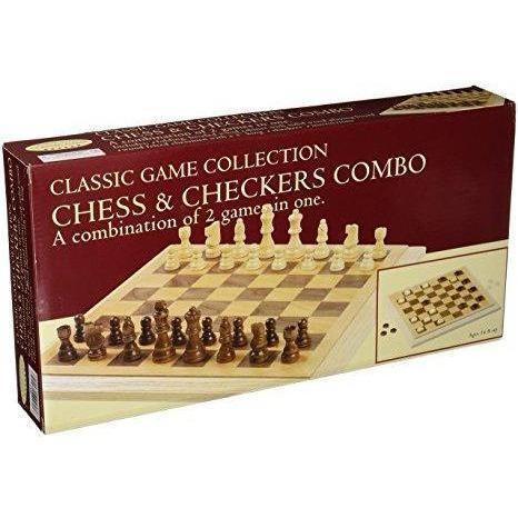Classic Wooden Chess and Checkers Combo-Yarrawonga Fun and Games