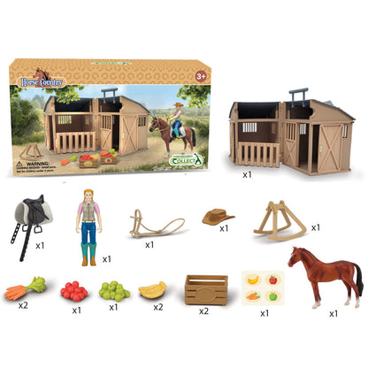 Collecta Horse, Rider and Stable set-Yarrawonga Fun and Games