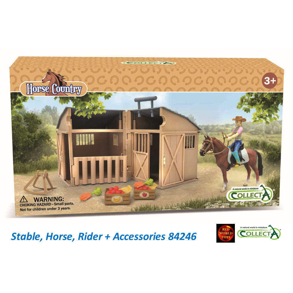 Collecta Horse, Rider and Stable set-Yarrawonga Fun and Games
