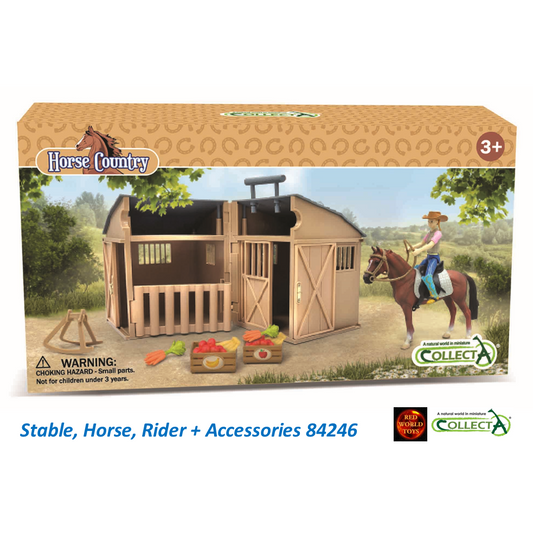 Collecta Horse, Rider and Stable set-Yarrawonga Fun and Games