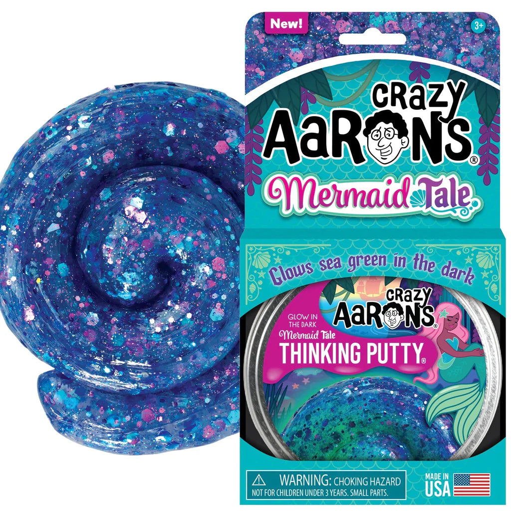 Crazy Aarons Thinking Putty - Glows 4" Tin-Mermaid Tale-Yarrawonga Fun and Games