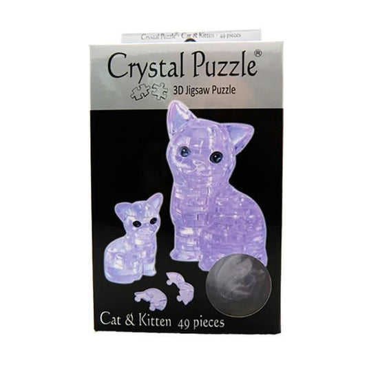 Crystal Puzzle - 3D Jigsaw - Cat and Kitten-Yarrawonga Fun and Games