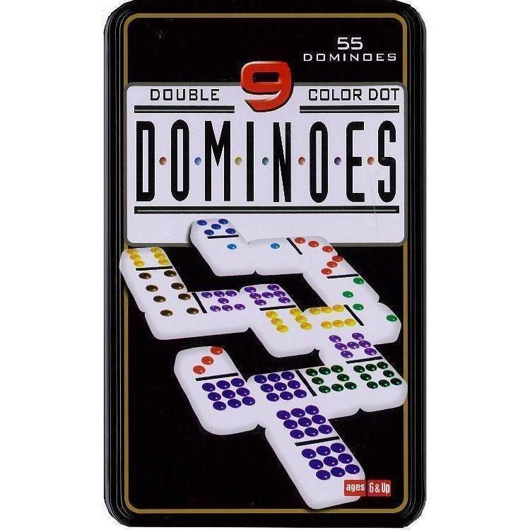 Dominoes Double Nine in tin - coloured-Yarrawonga Fun and Games