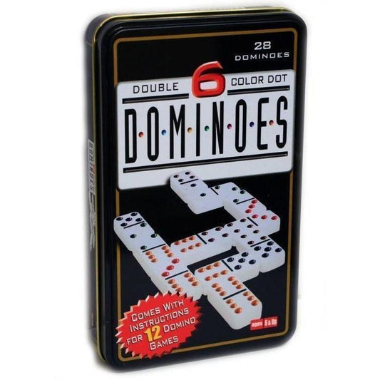 Dominoes Double Six in tin - coloured-Yarrawonga Fun and Games