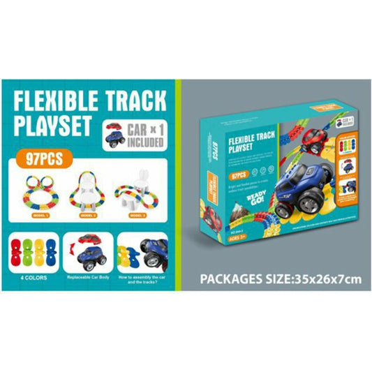 Flexible Tracks Playset - 97 Pieces-Yarrawonga Fun and Games.