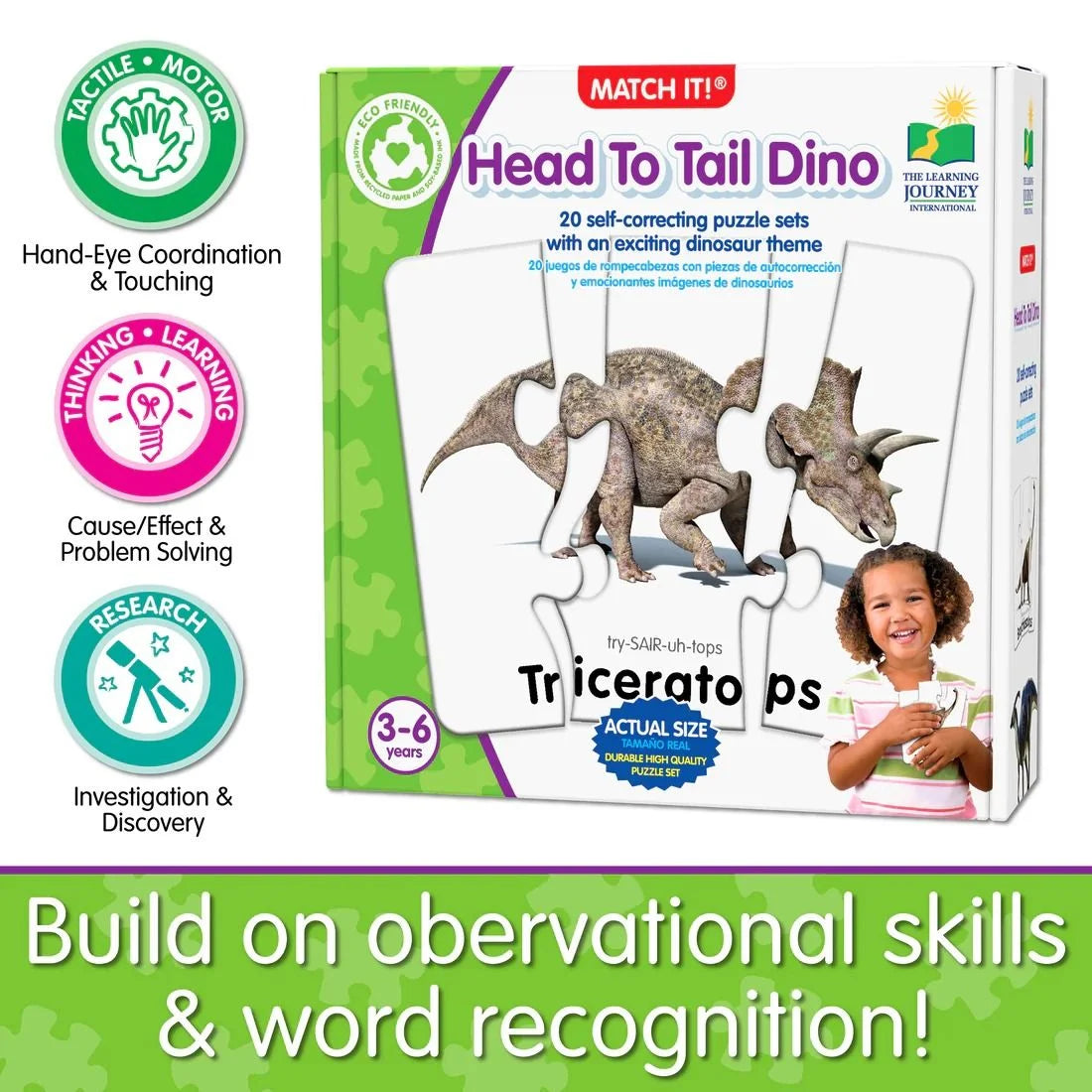 Head to Tail Dino - Matching Puzzles-Yarrawonga Fun and Games