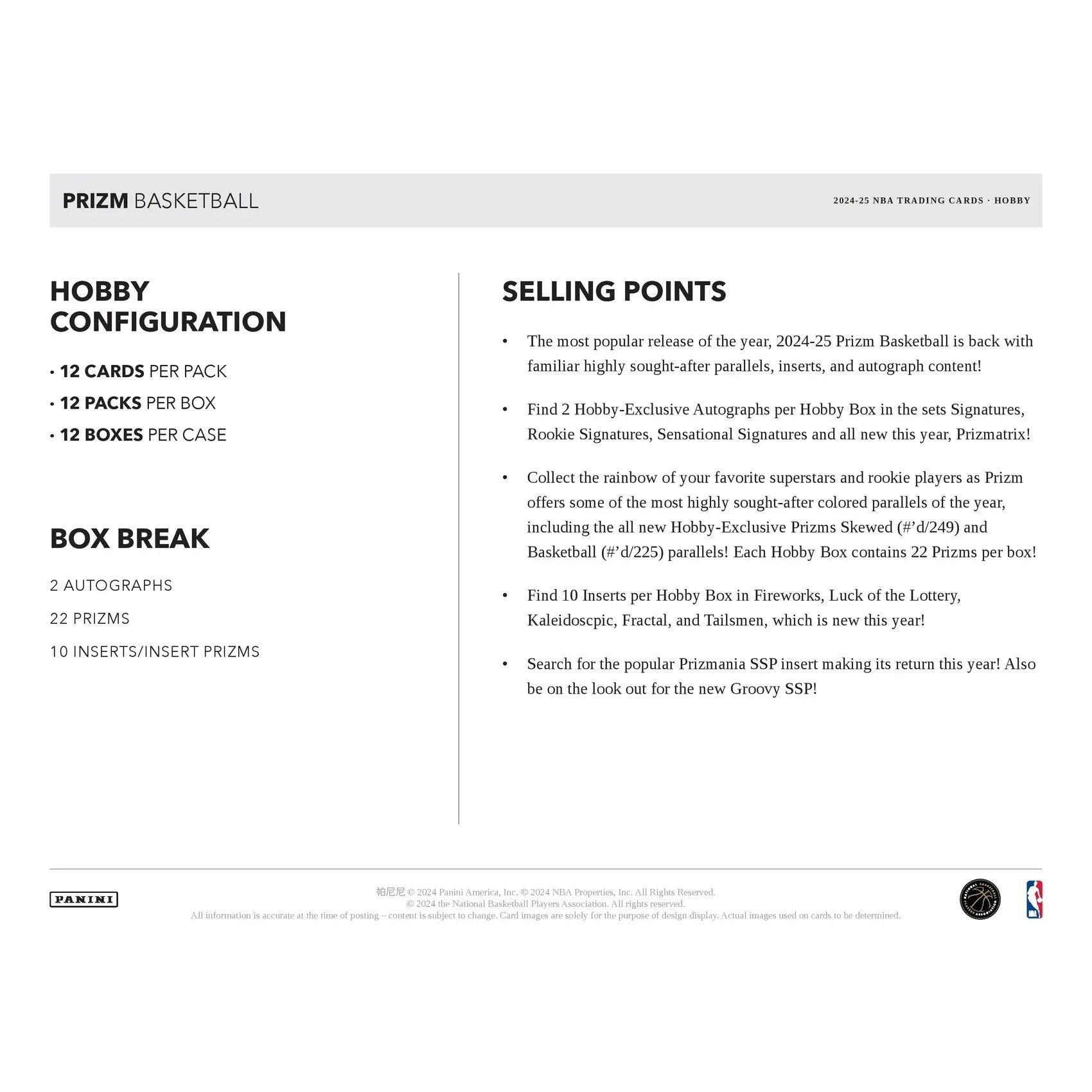 Panini Prizm 24/25 Basketball Cards - Hobby Box-Yarrawonga Fun and Games