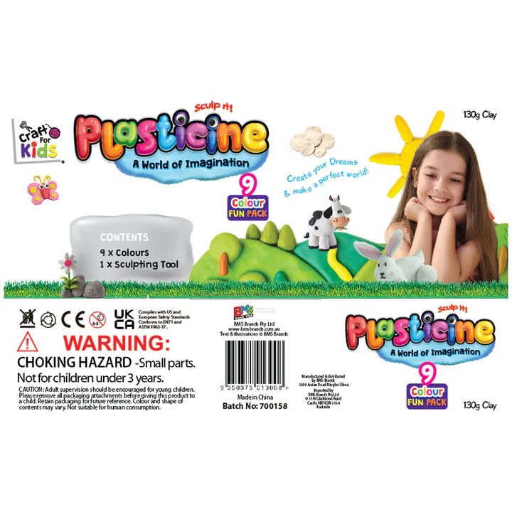 Plasticine - 9 Colour Fun Pack-Yarrawonga Fun and Games