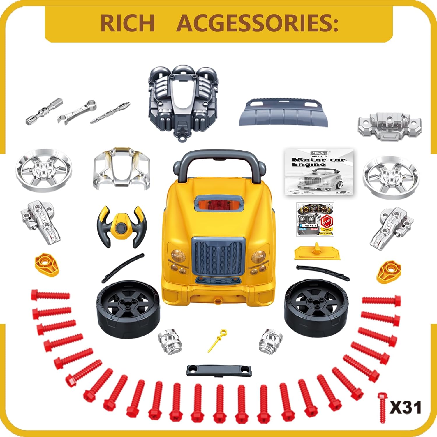 Take Apart School Bus Engine with Lights and Sounds-Yarrawonga Fun and Games