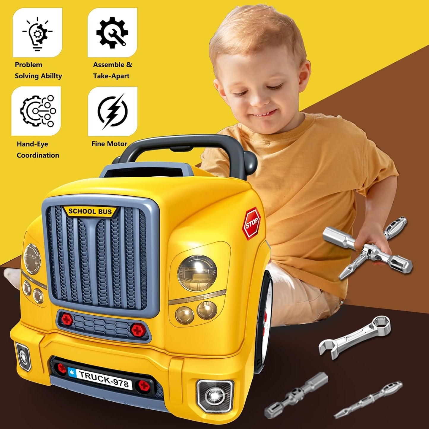 Take Apart School Bus Engine with Lights and Sounds-Yarrawonga Fun and Games