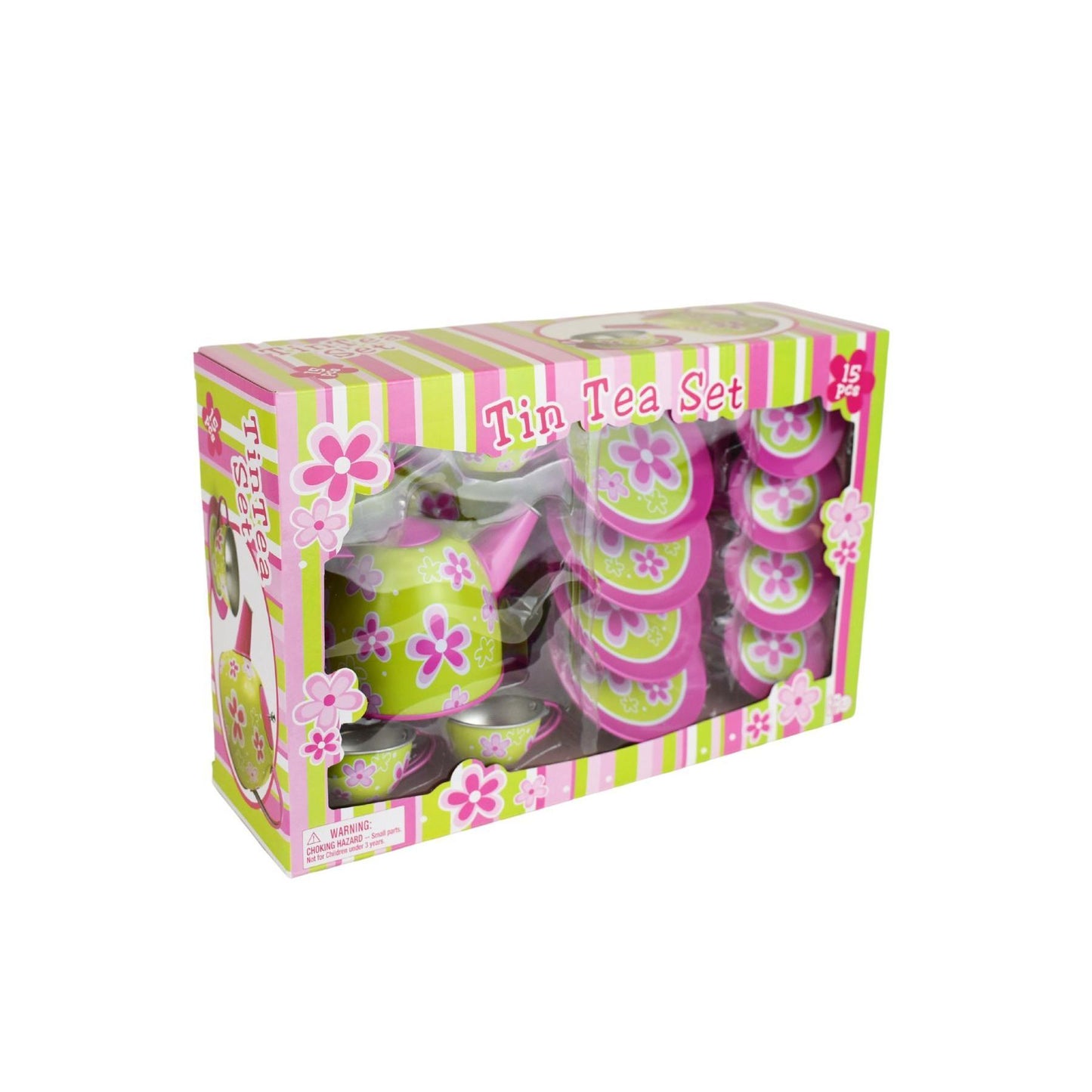 Tin Tea Set - Pink Flower-Yarrawonga Fun and Games